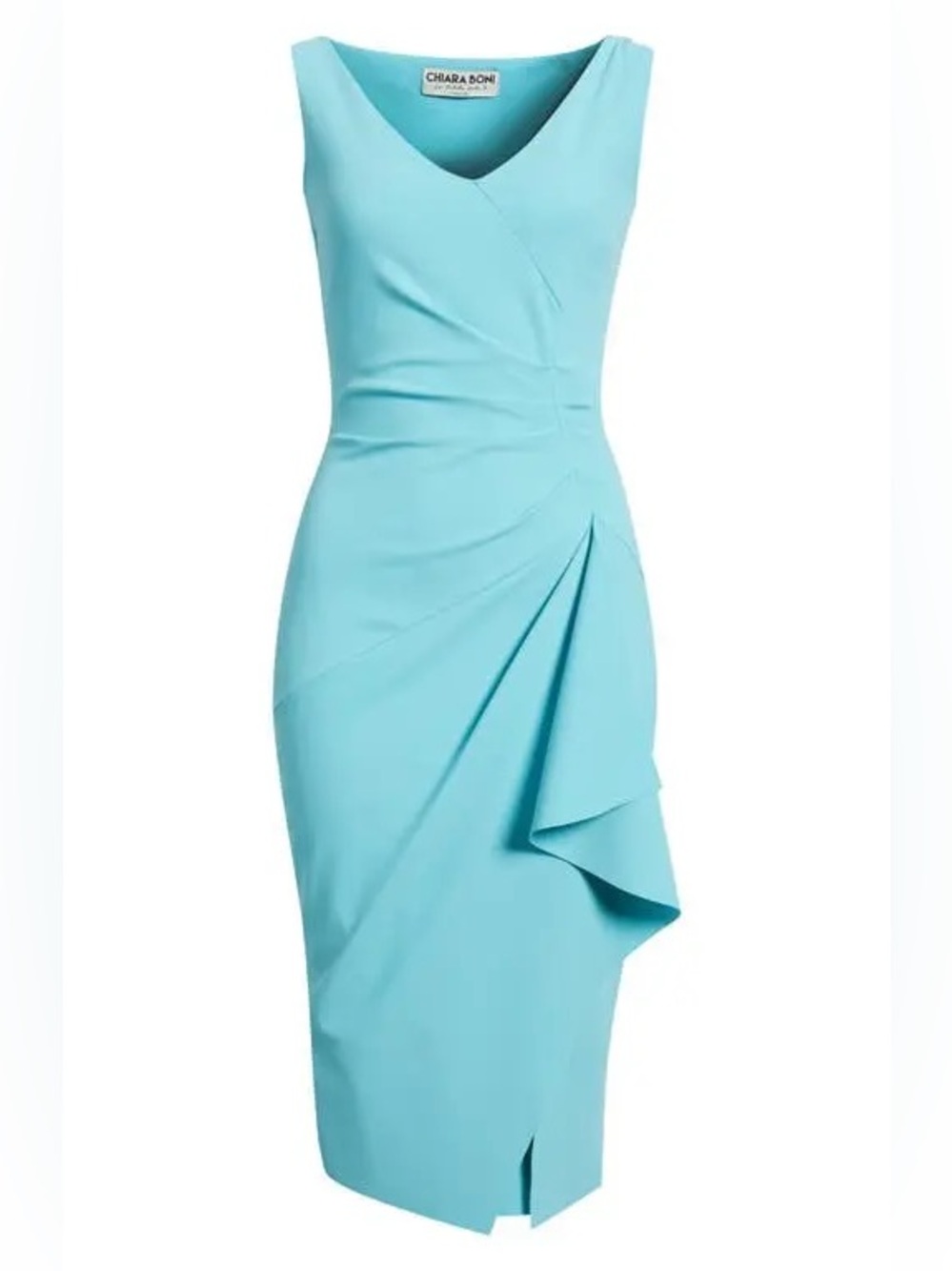 Chiara Boni La Petite Robe $695 NWT Kloty Ruched Midi Dress Turquoise 6